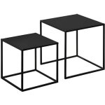 Tables basses gigognes - homcom - lot de 2 tables de salon modulables style industriel mobilier - acier ...