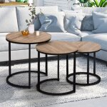 Idmarket lot de 3 tables basses gigognes detroit rondes 35 / 40 / 45 design industriel