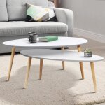 Tables basses gigognes gigi laqu�es blanc scandinave - idmarket - petit et grand mod�le - ovale