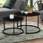 Idmarket lot de 2 tables basses gigognes davis rondes 54 / 70 en m�tal noir mat design industriel
