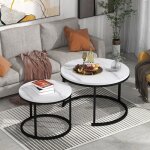 Tables basses gigognes ronde plateau mdf et pids en mtal style scandinave lot de 2 table de salon bout ...