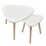 Table basse goldcmn - jeobest - lot de 2 tables - forme ovale triangulaire - blanc