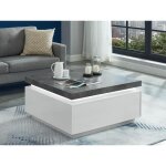 Table basse halo ii - 2 tiroirs - mdf laqué - avec leds - blanc et béton Table basse halo ii - 2 tiroirs - mdf laqué - avec leds - blanc et béton