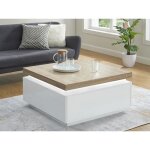 Table basse halo ii - 2 tiroirs - mdf laqué - avec leds - blanc et chêne Table basse halo ii - 2 tiroirs - mdf laqué - avec leds - blanc et chêne