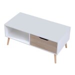 Table basse avec tiroir style scandinave blanche freja