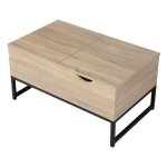 Table basse avec plateaux relevables noire et bois lotta