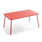 Table basse de jardin acier rouge 90 x 50 cm palavas oviala