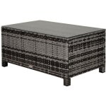 Table basse de jardin - outsunny - plateau verre tremp� 5 mm - max. 70 kg - r�sine tress� - 85 x 50 x ...