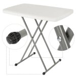 Table basse de jardin pliante transportable r�glable en hauteur ohmg - blanc
