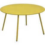 Table basse jardin ronde en acier rio 70 cm moutarde