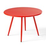 Table basse de jardin ronde en m�tal rouge 50 cm palavas oviala