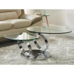 Table basse joline - verre tremp & mtal - plateaux pivotants - contemporain - design