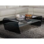 Table basse kelly - verre trempé - tablette blanche laquée Table basse kelly - verre trempé - tablette blanche laquée