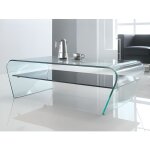 Table basse - kelly - verre trempé - tablette noire laquée Table basse - kelly - verre trempé - tablette noire laquée