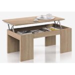 Table basse - kendra - 100 x 50 x 43 cm - panneau relevable - ch�ne