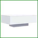 Table basse led - keenso - 85x55x31cm - bois ding�nierie - design contemporain - blanc