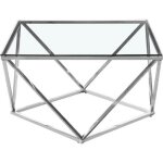 Table basse - paris prix - lora - verre & mtal - carr - 80cm