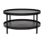 Miliboo - table basse ronde design bois noir et m�tal noir d80 cm twice