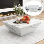 Table basse moderne en placage de marbre blanc - table basse salon - trapézoïdale - 2 tiroirs - 70 x ... Table basse moderne en placage de marbre blanc - table basse salon - trapézoïdale - 2 tiroirs - 70 x ...