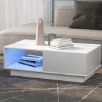 Table basse - modernluxe - led - blanc - rectangulaire