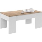 Table basse modulable en panneaux de particules coloris blanc artik - chêne canadien - dim : l100 x p50 ... Table basse modulable en panneaux de particules coloris blanc artik - chêne canadien - dim : l100 x p50 ...