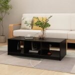 Table basse - mothinessto - ly0097 - bois de pin massif - noir - 110x50x34 cm