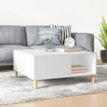 Table basse - mothinessto - ly1915 - bois ding�nierie - 80x80 cm - blanc mat
