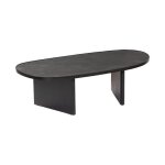 Table basse ovale bois de manguier placage pierre shiva Table basse ovale bois de manguier placage pierre shiva