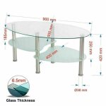 Table basse ovale en verre tremp� - homewell - yiyi - blanc - 90x50x43cm