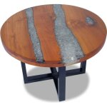 Table basse - ovonni - teck et r�sine - style contemporain - 60 x 40 cm