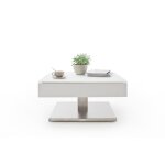 Table basse pivotant avec plateau en verre blanc mat - l75 x h38 x p75 cm