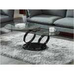 Table basse avec plateaux pivotants joline - verre tremp transparent et pied chrom noir de maison cphy ...