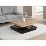 Table basse - plateau pivotant - mdf laqué noir et naturel - fausto Table basse - plateau pivotant - mdf laqué noir et naturel - fausto