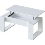 Table basse � plateau relevable coloris blanc artic - longueur 102 x profondeur 50 x hauteur 43 - 54 ...