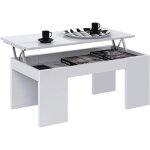Table basse � plateau relevable coloris blanc brillant - longueur 100 x largeur 50 x hauteur 43 - 55 ...