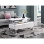 Table basse avec plateau relevable en mdf et mtal chrom - blanc laqu - secali