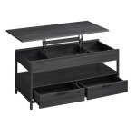 Table basse avec plateau relevable avec rangement ouvert et compartiment cach� gris anthracite et noir ...