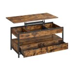 Vasagle table basse avec plateau relevable tiroirs de rangement avec rangement ouvert et compartiment ...