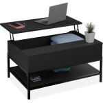 Table basse avec plateau relevablemeuble de salonnoire - relaxdays