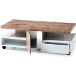 Table basse avec rangements en bois chne laqu blanc mat - l. 120 x h. 40 x p. 60 cm