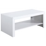 Table basse rectangulaire avec étagère en pin massif laqué blanc - longueur 110 x profondeur 55 x hauteur 45 ... Table basse rectangulaire avec étagère en pin massif laqué blanc - longueur 110 x profondeur 55 x hauteur 45 ...