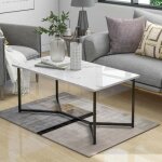 Table basse rectangulaire moderne en bois du milieu du siècle pour salon blanche Table basse rectangulaire moderne en bois du milieu du siècle pour salon blanche