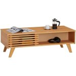 Table basse sean table de salon rectangulaire design vintage avec 4 niches et des portes coulissantes ...