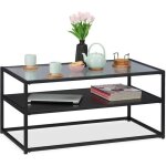 Relaxdays table basse support en bois mdf verre et métal design moderne table de salon de classehlp 42x90x50 ... Relaxdays table basse support en bois mdf verre et métal design moderne table de salon de classehlp 42x90x50 ...