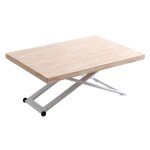 Table basse relevable en bois et m�tal coloris ch�ne nordiqueblanc - longueur 120 x profondeur 80 x hauteur ...