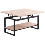Table basse relevable et extensible en bois de chêne avec pieds en métal noir - longueur 100 x profondeur ... Table basse relevable et extensible en bois de chêne avec pieds en métal noir - longueur 100 x profondeur ...