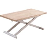 Table basse relevable extensible en bois et mtal coloris chne nordiqueblanc - longueur110 - 114 x profondeur ...