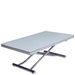 Table basse relevable et extensible newjump verre blanc pied chrom�