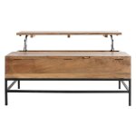 Miliboo - table basse relevable industrielle bois manguier massif et m�tal noir l110 cm ypster