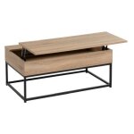 Table basse relevable juanio - ch�ne / noir - 100x55x40cm - bois et m�tal